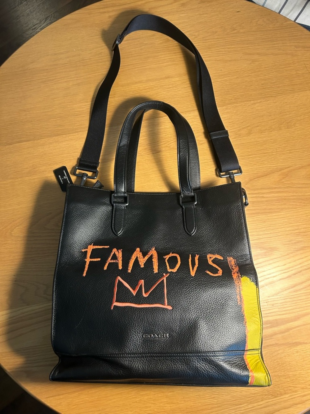 Coach Black Leather 'Famous' Artist Jean-Michel Basquiat Purse